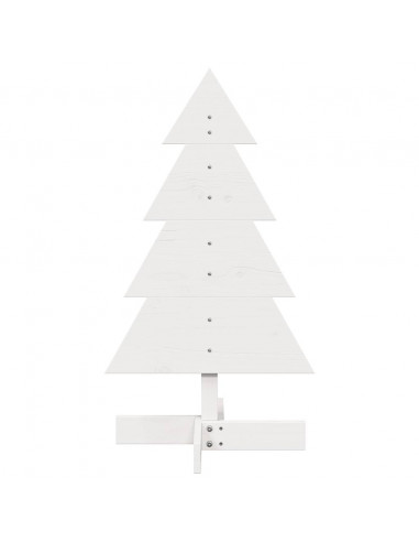 Albero di Natale Decorativo Bianco 80 cm Legno Massello di Pino