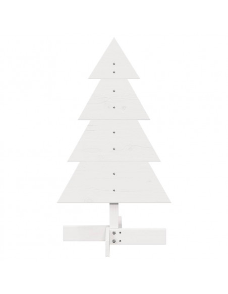 Albero di Natale Decorativo Bianco 80 cm Legno Massello di Pino