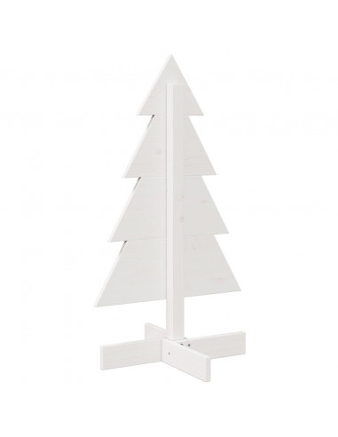 Albero di Natale Decorativo Bianco 80 cm Legno Massello di Pino