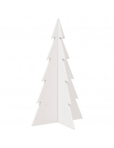 Albero di Natale Decorativo Bianco 80 cm Legno Massello di Pino 2