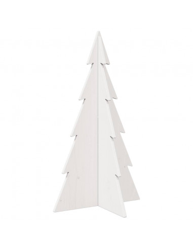 Albero di Natale Decorativo Bianco 80 cm Legno Massello di Pino