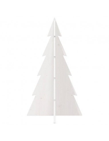 Albero di Natale Decorativo Bianco 80 cm Legno Massello di Pino