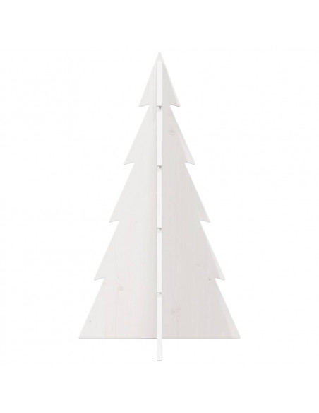 Albero di Natale Decorativo Bianco 80 cm Legno Massello di Pino
