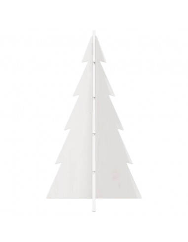 Albero di Natale Decorativo Bianco 80 cm Legno Massello di Pino
