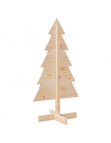 Albero di Natale Decorativo in Legno 100 cm Legno Massello Pino