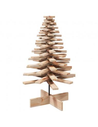Albero di Natale Decorativo in Legno 100 cm Legno Massello Pino