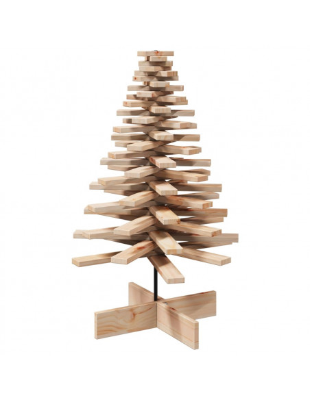 Albero di Natale Decorativo in Legno 100 cm Legno Massello Pino