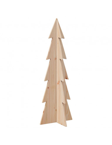Albero di Natale Decorativo in Legno 112 cm Legno Massello Pino