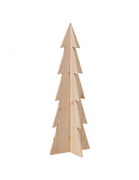 Albero di Natale Decorativo in Legno 112 cm Legno Massello Pino