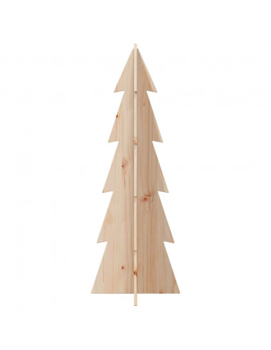 Albero di Natale Decorativo in Legno 112 cm Legno Massello Pino