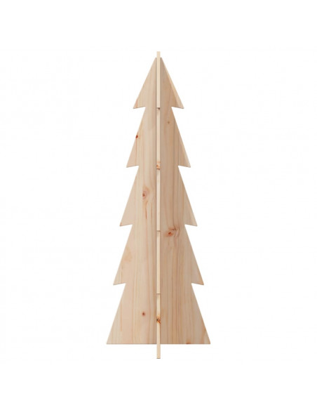 Albero di Natale Decorativo in Legno 112 cm Legno Massello Pino