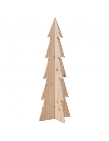 Albero di Natale Decorativo in Legno 112 cm Legno Massello Pino
