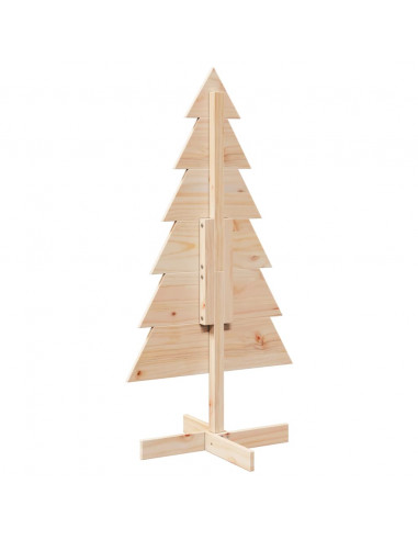 Albero di Natale Decorativo in Legno 120 cm Legno Massello Pino