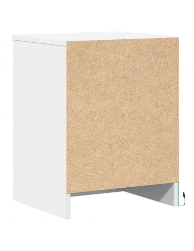 Comodino con Luci LED Bianco in Legno Multistrato