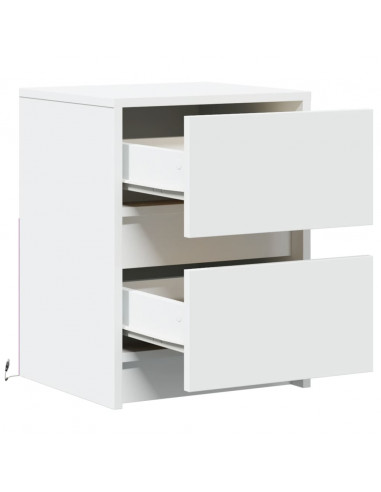 Comodino con Luci LED Bianco in Legno Multistrato