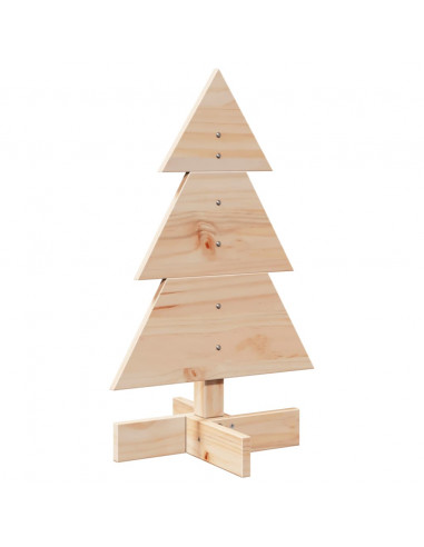 Albero di Natale Decorativo in Legno 60 cm Legno Massello Pino