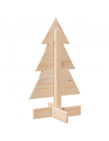 Albero di Natale Decorativo in Legno 60 cm Legno Massello Pino
