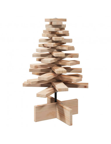 Albero di Natale Decorativo in Legno 60 cm Legno Massello Pino