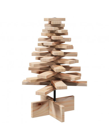Albero di Natale Decorativo in Legno 60 cm Legno Massello Pino