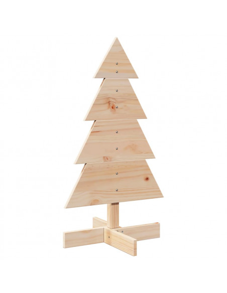 Albero di Natale Decorativo in Legno 80 cm Legno Massello Pino