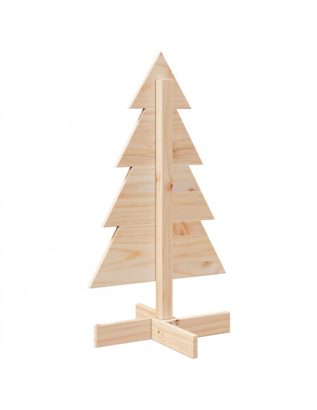Albero di Natale Decorativo in Legno 80 cm Legno Massello Pino