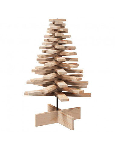 Albero di Natale Decorativo in Legno 80 cm Legno Massello Pino