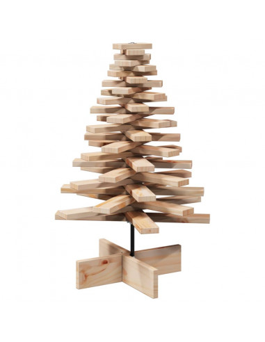 Albero di Natale Decorativo in Legno 80 cm Legno Massello Pino