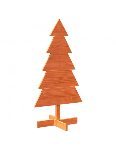 Albero di Natale Marrone Cera 100 cm in Legno Massello di Pino