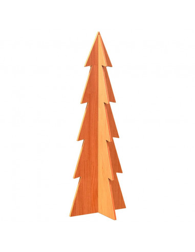 Albero di Natale Marrone Cera 112 cm in Legno Massello di Pino