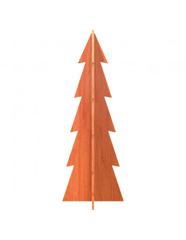Albero di Natale Marrone Cera 112 cm in Legno Massello di Pino