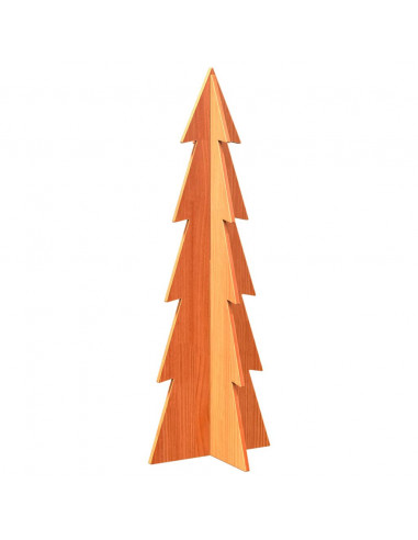 Albero di Natale Marrone Cera 112 cm in Legno Massello di Pino