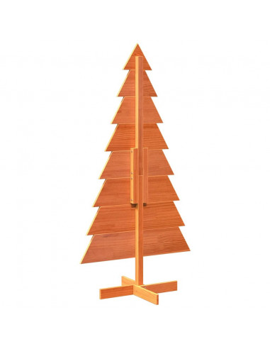 Albero di Natale Marrone Cera 150 cm in Legno Massello di Pino