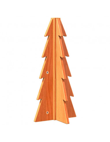 Albero di Natale Marrone Cera 49 cm in Legno Massello di Pino