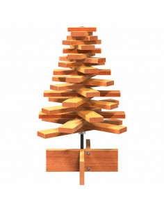 Albero di Natale Marrone Cera 60 cm in Legno Massello di Pino 2