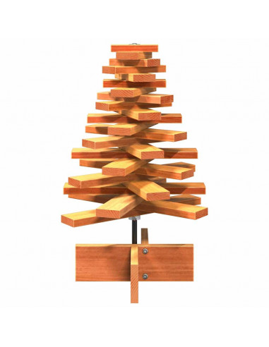 Albero di Natale Marrone Cera 60 cm in Legno Massello di Pino