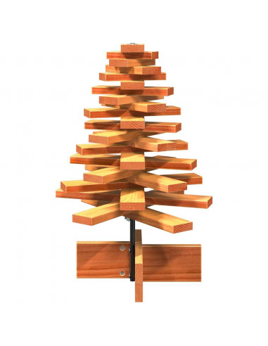 Albero di Natale Marrone Cera 60 cm in Legno Massello di Pino