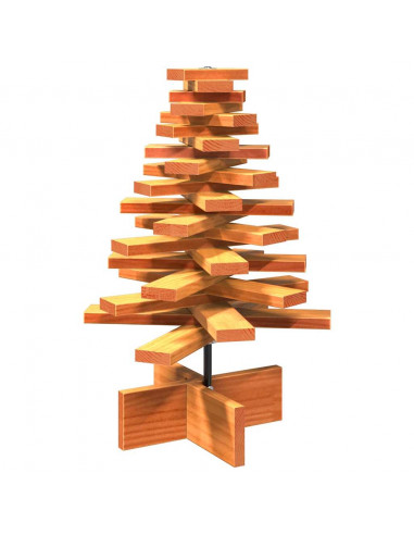 Albero di Natale Marrone Cera 60 cm in Legno Massello di Pino