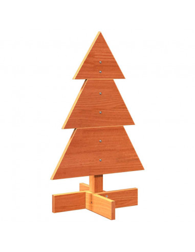 Albero di Natale Marrone Cera 60 cm in Legno Massello di Pino