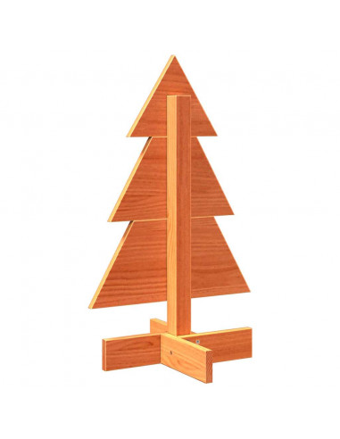 Albero di Natale Marrone Cera 60 cm in Legno Massello di Pino