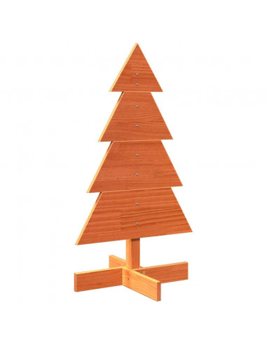 Albero di Natale Marrone Cera 80 cm in Legno Massello di Pino