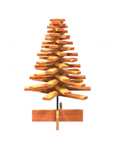 Albero di Natale Marrone Cera 80 cm in Legno Massello di Pino