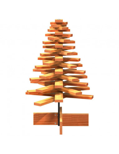 Albero di Natale Marrone Cera 80 cm in Legno Massello di Pino