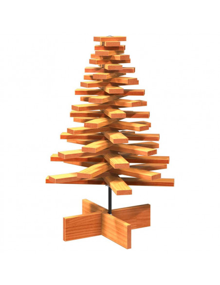 Albero di Natale Marrone Cera 80 cm in Legno Massello di Pino
