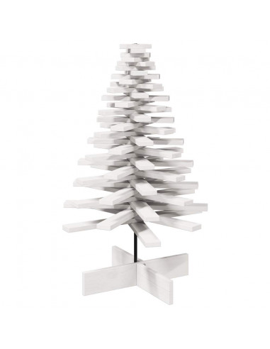 Albero di Natale Decorativo Bianco 100 cm in Legno di Pino