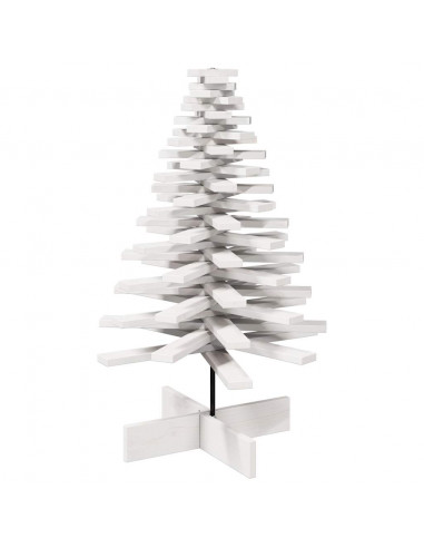 Albero di Natale Decorativo Bianco 100 cm in Legno di Pino