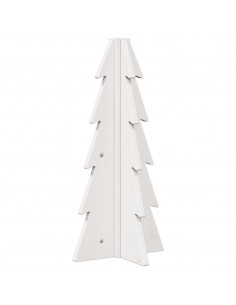 Albero di Natale Decorativo Bianco 49 cm Legno Massello di Pino 2