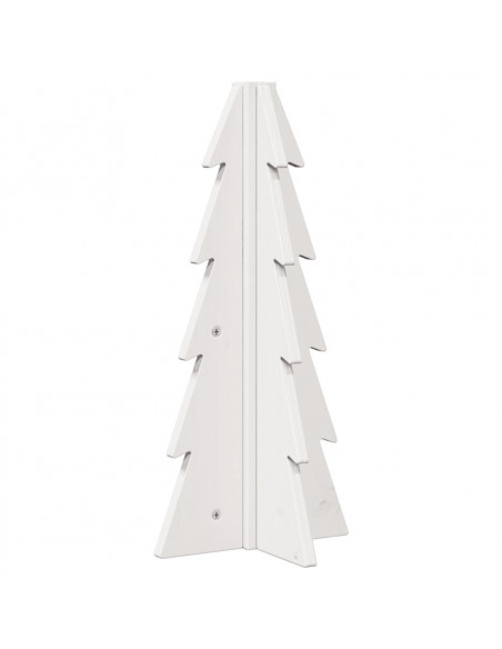 Albero di Natale Decorativo Bianco 49 cm Legno Massello di Pino