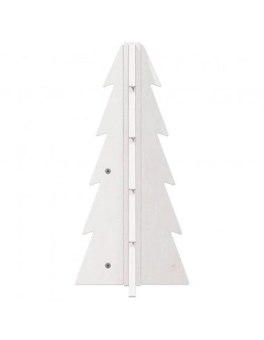 Albero di Natale Decorativo Bianco 49 cm Legno Massello di Pino