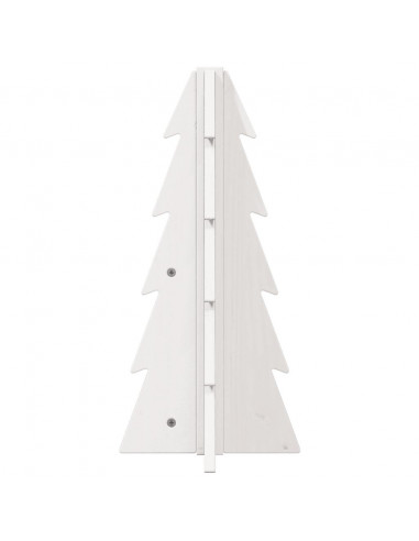 Albero di Natale Decorativo Bianco 49 cm Legno Massello di Pino