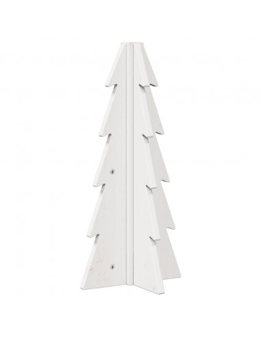 Albero di Natale Decorativo Bianco 49 cm Legno Massello di Pino